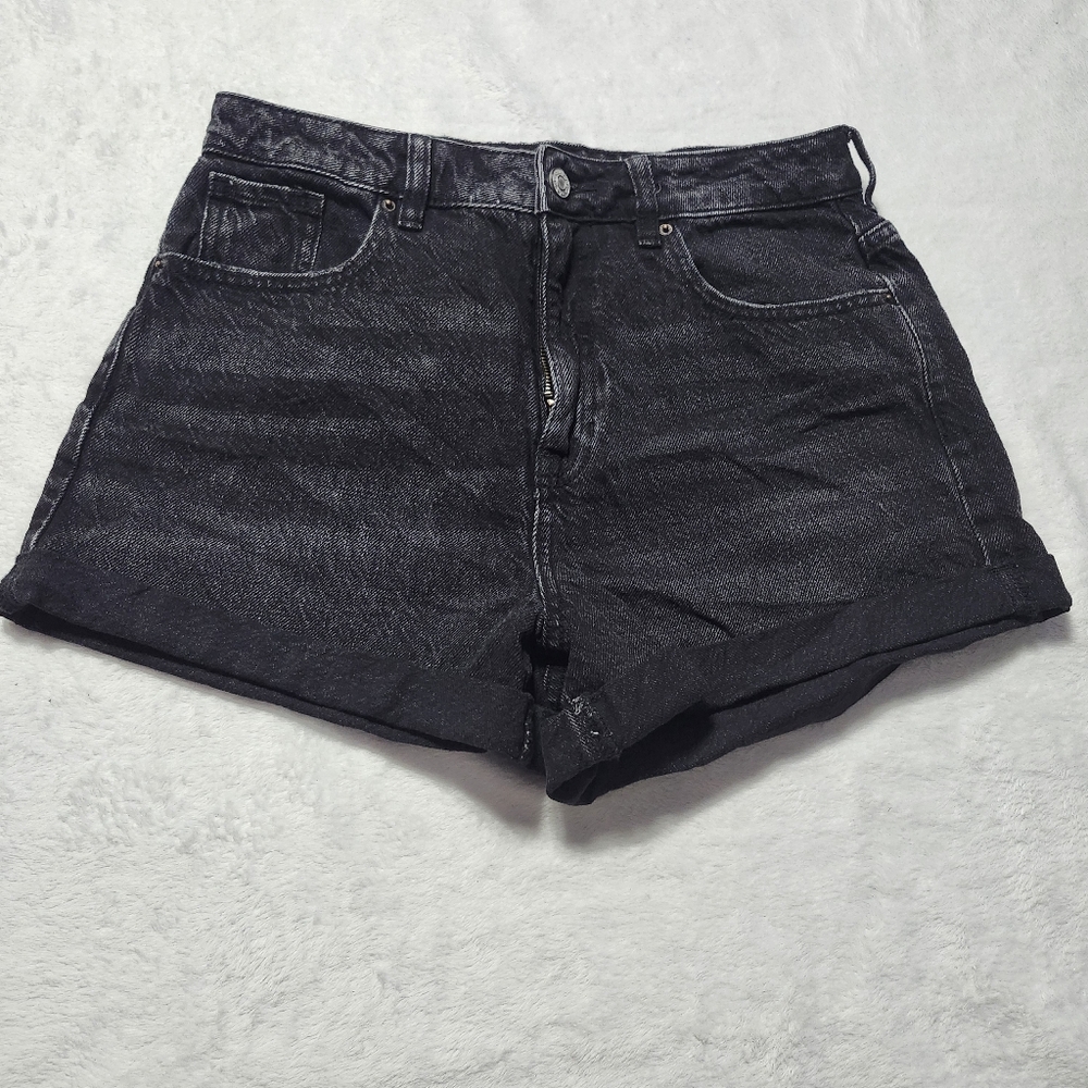 PACSUN Womens Black Denim High Waist Mom Shorts 28 Casual Summer